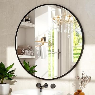 XRAMFY 30 Inch Round Mirror-Black Circle Mirrors for Bathroom, Entryway - image 4 of 4