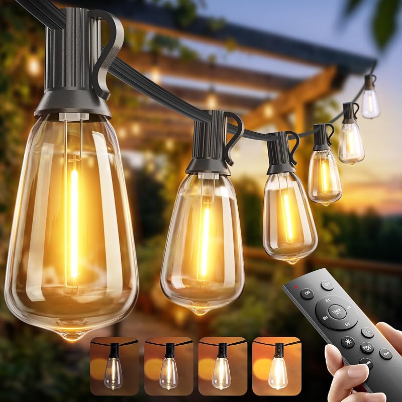 addlon 100FT Outdoor String Lights ST38 LED with Remote Waterproof Dimmable - String & Accent Lighting, product photo on a white background