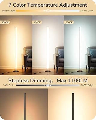 EDISHINE 2 Pack 57.5” Floor Lamp with Remote, Dimmable & 7 CCT Adjustable - image 3 of 4