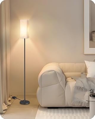 64.6" Floor Lamp, Pole with Foot Switch, Modern Standing Lamp Lampshade, Minimalist Freestanding Lamp (Bulb Not Included), for Living Room, Bedroom Office ETL Listed, Black and Beige E07LD05 - image 3 of 4