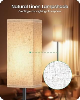 64.6" Floor Lamp, Pole with Foot Switch, Modern Standing Lamp Lampshade, Minimalist Freestanding Lamp (Bulb Not Included), for Living Room, Bedroom Office ETL Listed, Black and Beige E07LD05 - image 4 of 4