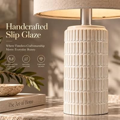 PoKat 23'' Bedside Table Lamp for Bedroom Nightstands, Modern Ceramic Decor - image 4 of 4