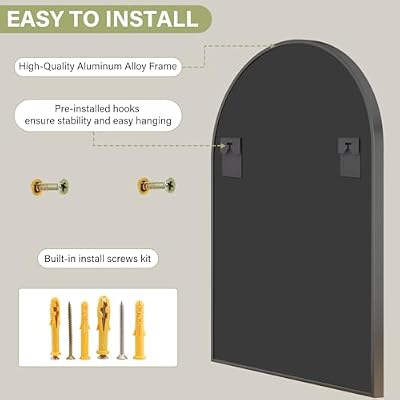 XRAMFY 24"x36" Black Arched Bathroom Mirror - Wall Mirror for Bedroom - image 4 of 4