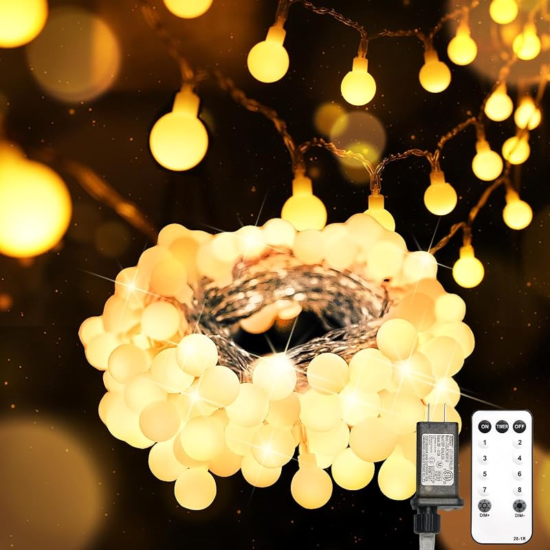 suddus 43FT Connectable Globe String Lights Plug in Remote Warm White - String & Accent Lighting, product photo on a white background