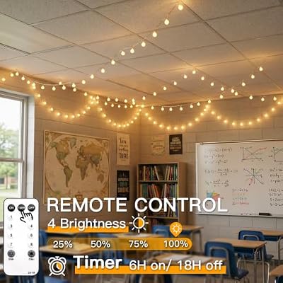 suddus 43FT Connectable Globe String Lights Plug in Remote Warm White - image 4 of 4