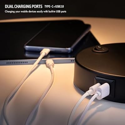 O'Bright Astrum - LED Desk Lamp with Dual USB Charging Ports, 100% Metal, 270 Degree Swivel Arms, Soft White Light (3000K), Bedside & Home Office Table Lamp, ETL Listed, Black - image 4 of 4