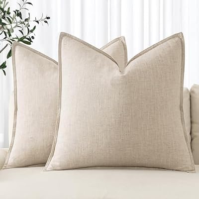 MIULEE Decorative Linen Pillow Covers 20x20 Inch Natural Beige - image 2 of 4