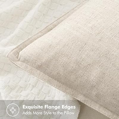 MIULEE Decorative Linen Pillow Covers 20x20 Inch Natural Beige - image 3 of 4