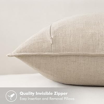 MIULEE Decorative Linen Pillow Covers 20x20 Inch Natural Beige - image 4 of 4