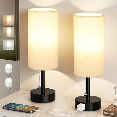 Fenmzee Bedside Table Lamps Set of 2 - Small Nightstand Lamp for Bedroom - image 2 of 4