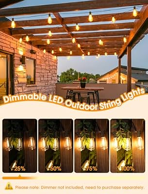 Larkvue 25FT Outdoor String Lights, Patio Lights with 10+1 LED Dimmable Waterproof Shatterproof ST38 Retro Edison 2700K Bulbs for Balcony Yard, Black - image 3 of 4