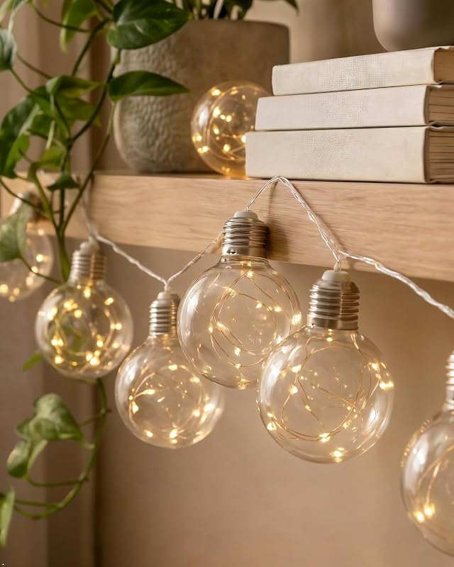 9 Pack 10.3FT Globe String Lights Indoor with 4'' Plastic Bulbs for Decor - String & Accent Lighting, product photo on a white background