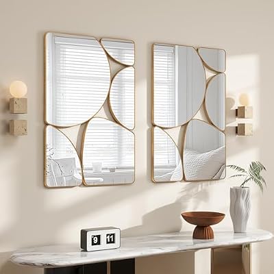SHYFOY Antique Gold Mirror, 35"x24" Abstract Decorative Wall Mirror - image 4 of 4