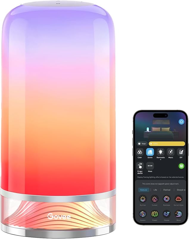 Govee RGBIC Smart Table Lamp 2, Touch Bedside Small Table Lamp (Corded) - Table Lamps, product photo on a white background