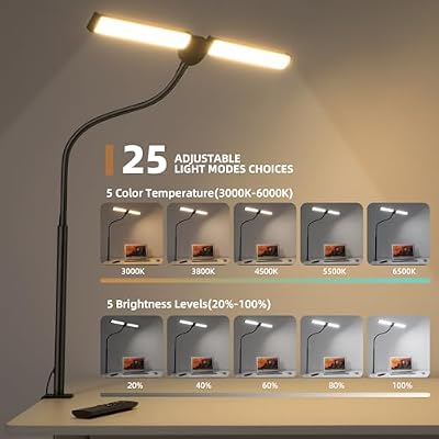 Motumen Led Desk Lamp for Home Office, Eye-Care Desk Light Clamp, Black - image 4 of 4