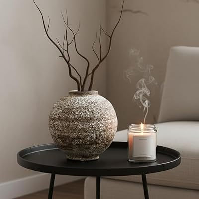 DIF DECO Ceramic Farmhouse Vase Rustic Decor,Pottery Decorative Flower Vases for Home Decor,Boho Vase for Table, Living Room,Bathroom,Shelf,Mantel Decoration,5.5 inch - image 4 of 4