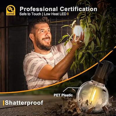 GvvooHome Outdoor String Lights, 25FT G40 LED Waterproof Patio Lights - image 3 of 4