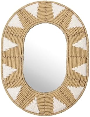 Briful Bohomain Wall Mirror Oval Decorative Mirror Seagrass Wall-Mounted Mirror Farmhouse Home Décor, Hanging Wall Art for Living Room Bedroom Dining Room, Size-16.54''x12.6'' - image 2 of 4