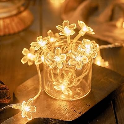 Flower String Lights Plug in, WFGGEH 10ft 20 LED Warm White Cherry Blossom Fairy String Lights for Party Birthday Wedding Christmas Home Decoration - image 2 of 4