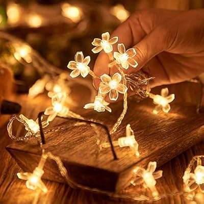Flower String Lights Plug in, WFGGEH 10ft 20 LED Warm White Cherry Blossom Fairy String Lights for Party Birthday Wedding Christmas Home Decoration - image 3 of 4