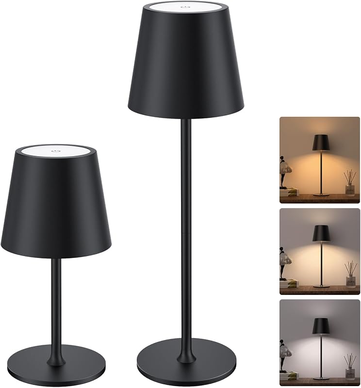 JACKYLED Cordless Table Lamps Rechargeable, 3 Height, 5000 Capacity - Table Lamps, product photo on a white background