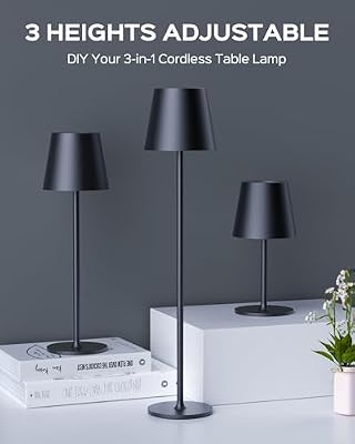 JACKYLED Cordless Table Lamps Rechargeable, 3 Height, 5000 Capacity - image 4 of 4
