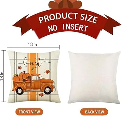PSDWETS Throw Pillow Covers 18x18 Set of 4 for Fall Decor,Fall Decorations Maple Leaves Pumpkin Farmhouse Autumn Thanksgiving Cushion Cover for Home Sofa Couch - image 3 of 4