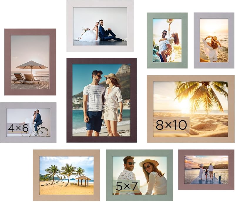 Funtopia 10 Pack Picture Frames Set, Picture Frames Collage Home Wall Decor - Wall Art, product photo on a white background