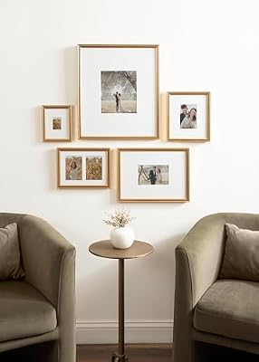 Kate and Laurel Adlynn Traditional Picture Frame Set, Set of 5, Varying Sizes, Vintage Gold, Classic Wall Frame Set Collection with Hanging Template for Gallery Wall Picture Frame Display - image 4 of 4