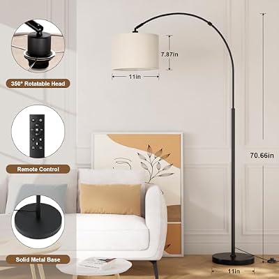 Ambimall 70" Dimmable Arc Floor Lamp with Remote, Color Temp Adjustable - image 3 of 4