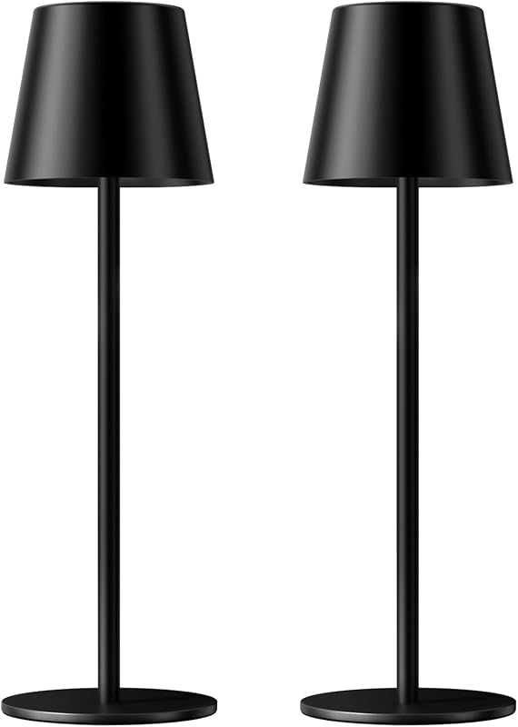 Rechargeable Table Lamp Sets, Cordless Battery Operated Lamps, Black - Table Lamps, product photo on a white background