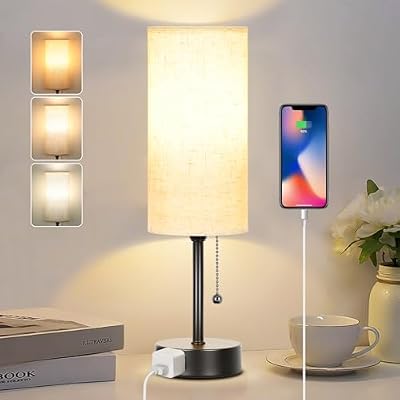 Bedside Table Lamp for Bedroom,Small Lamps for Night stands with Pull Chain - image 2 of 4
