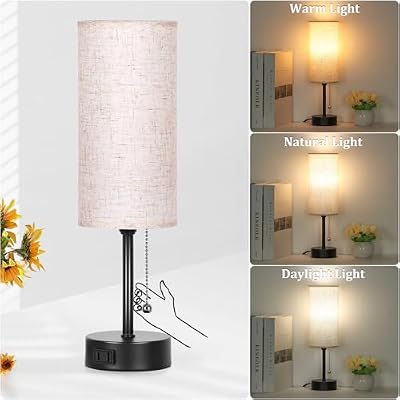 Bedside Table Lamp for Bedroom,Small Lamps for Night stands with Pull Chain - image 3 of 4