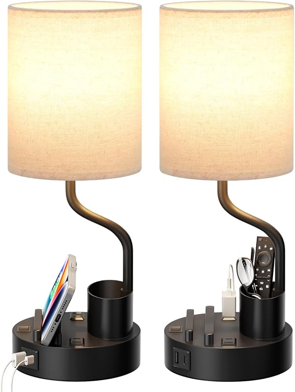 Fenmzee Bedside Lamps for Bedroom Set of 2 - Table Desk Lamp for Nightstand - Table Lamps, product photo on a white background