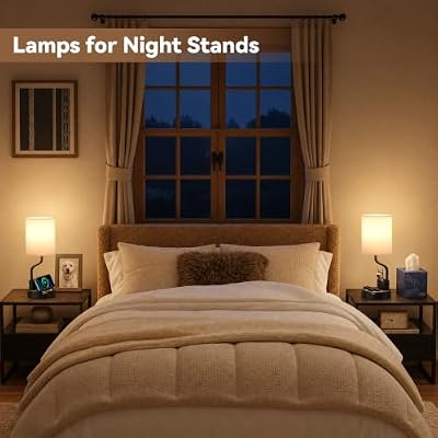 Fenmzee Bedside Lamps for Bedroom Set of 2 - Table Desk Lamp for Nightstand - image 4 of 4