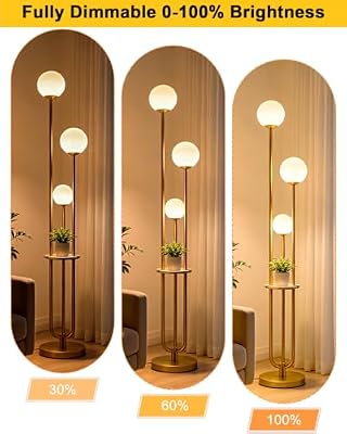 Lightdot 63IN Dimmable Gold Floor Lamp with Shelf Mid Century Standing Lamps with 3000K Bulbs Included Modern Globe Floor Lamp with 5Lbs Heavy Base for Living Room/Party/Sofa Beside/Corner Decor - image 4 of 4