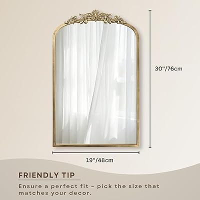 PERFNIQUE Vintage Mirror, 30" X 19" Gold Arched Antique Baroque Mirror - image 4 of 4