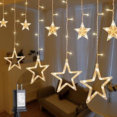8.2FT 126L Warm White Christmas Star Icicle Curtain Lights Indoor - image 2 of 4