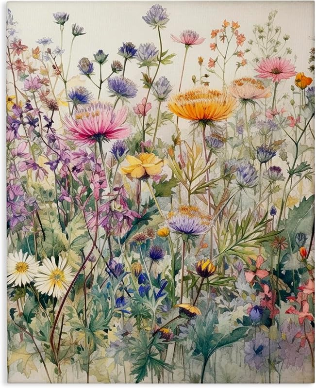 Mixed Wild Flowers Botanical, 24 x 30 Inch Canvas Wall Art - Wall Art, product photo on a white background