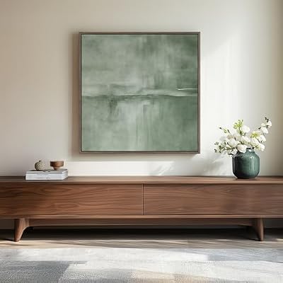 Framed Modern Green Abstract Wall Art Decor for Living Room, 30x30 In - image 2 of 4