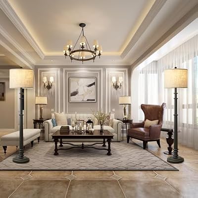 EJIAXIN Floor Lamps for Living Room - 60" Farmhouse Floor Lamp with Adjustable Color Temperatures - Vintage Standing Lamp Reading Light with Linen Shade Retro Tall Lamp for Bedroom Office, Black - image 4 of 4