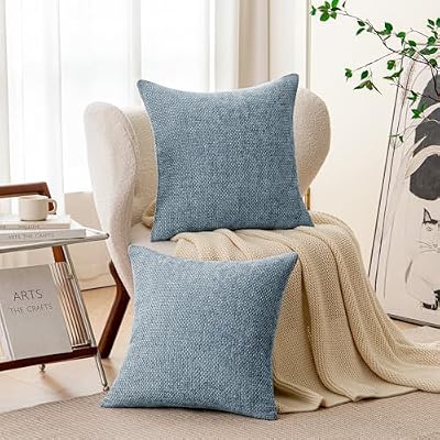 a moment Blue Chenille Throw Pillow Covers 22x22 Inch Pack of 2 Modern Decorative Throw Pillow Covers Farmhouse Cross Covers Home Decor for Sofa Bedroom Living Room - image 3 of 4