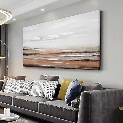 Framed Abstract Wall Art Wall Decor Modern Canvas Abstract Wall Art Brick-Red and Greyish White for Living Room Bedroom Dining Room Home Office Decor 24"x48" - image 2 of 4