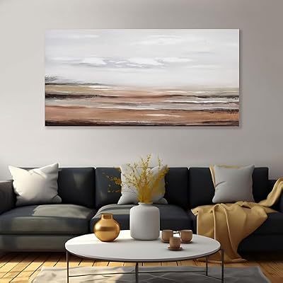 Framed Abstract Wall Art Wall Decor Modern Canvas Abstract Wall Art Brick-Red and Greyish White for Living Room Bedroom Dining Room Home Office Decor 24"x48" - image 3 of 4