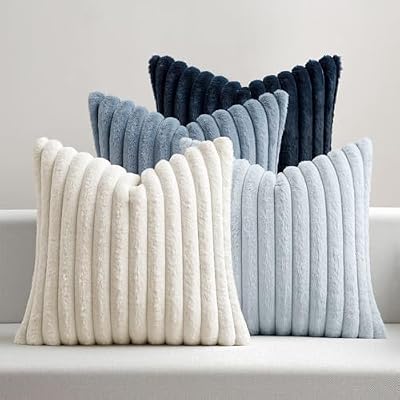 MIULEE Faux Fur Plush Decorative Throw Pillow Covers 18x18, Navy Blue - image 2 of 4