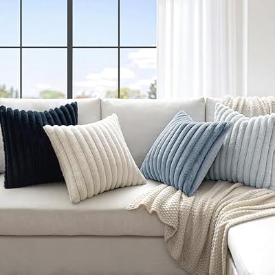 MIULEE Faux Fur Plush Decorative Throw Pillow Covers 18x18, Navy Blue - image 3 of 4