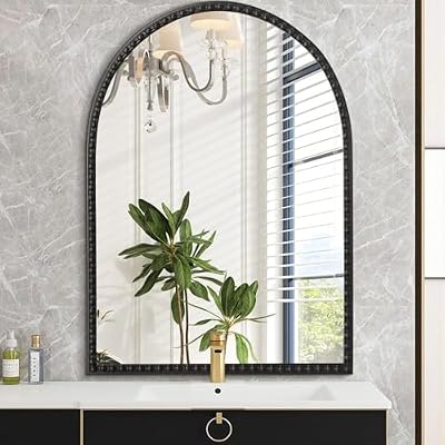 Large Arch Wall Mirror, Arched Mirror for Bathroom, Vintage Metal Beaded Frame Decor Mirrors for Bedroom Accent Living Room Vanity Entryway - image 2 of 4