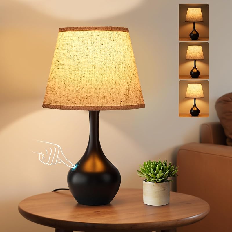 16.1" Touch Table Lamp for Nightstand, 3 Way Dimmable Small Bedroom Lamp - Table Lamps, product photo on a white background