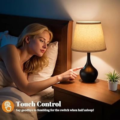 16.1" Touch Table Lamp for Nightstand, 3 Way Dimmable Small Bedroom Lamp - image 3 of 4