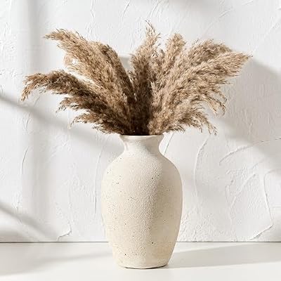 Large Ceramic Rustic Flower Vase, 10.43 Inch Tall Vintage Pottery Home Decor, Antique Farmhouse Terracotta Vase for Living Room, Table, Shelf, Mantel Decoration, Farmhouse - Cream-White - image 4 of 4